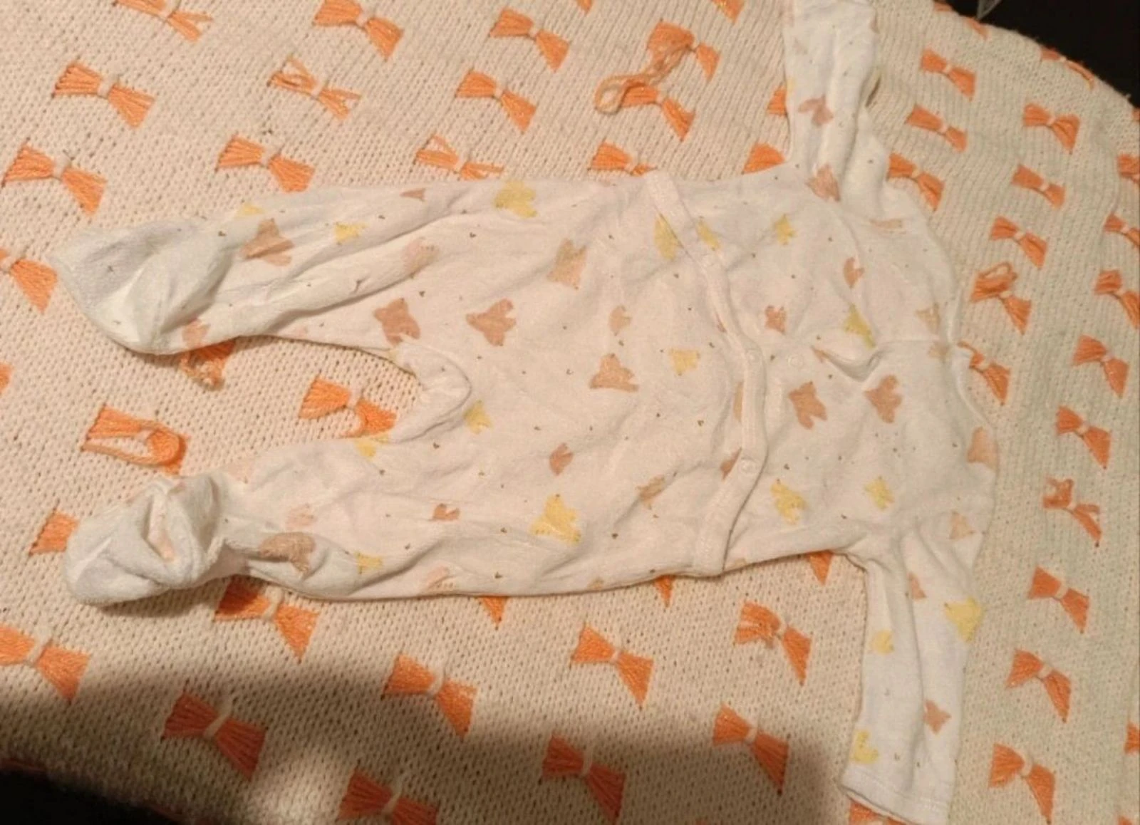 Pijama dors-bien veludo branco com motivos de pássaros GÉMO – Tamanho 3 meses – Muito bom estado – photo 3